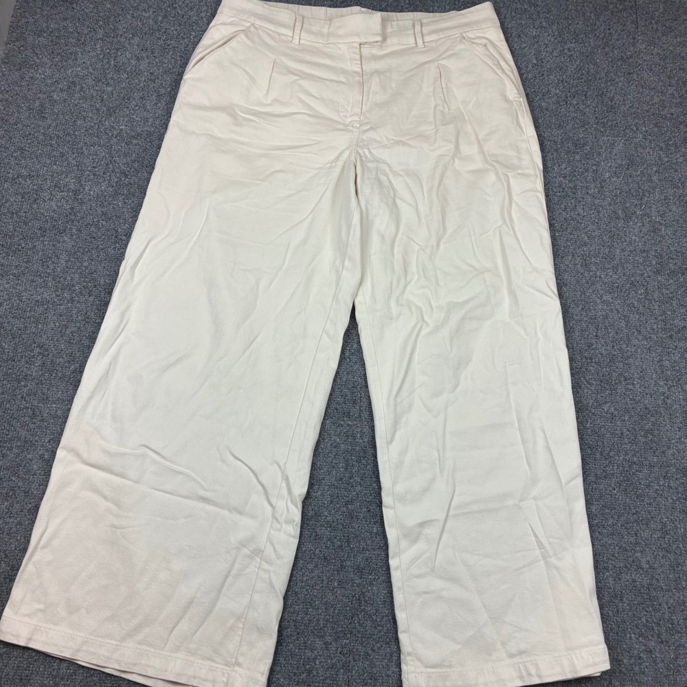 American Eagle Womens Size 16 38x30 Regular Cream Wide Leg Pleated Trousers